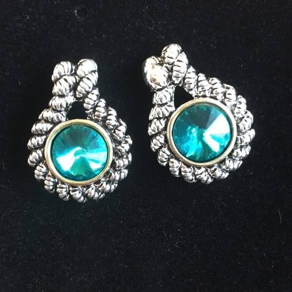 coco carmen Jewelry - Coco Carmen Drop Earrings Silver w/ Blue Crystal